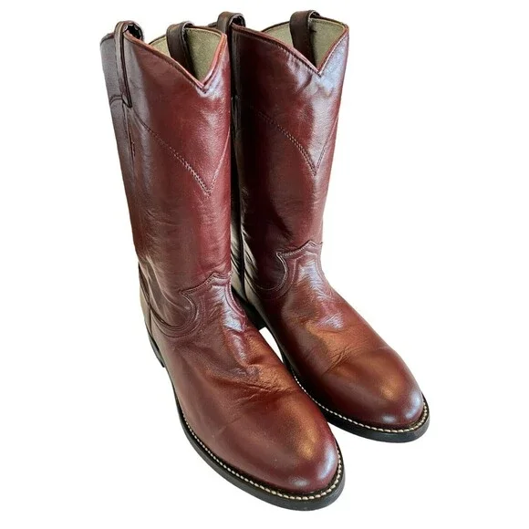 Cowtown Mens women’s Roper Dark Brown Leather Western Boots 6 1/2B Hand Made Cowboy & Western Boots